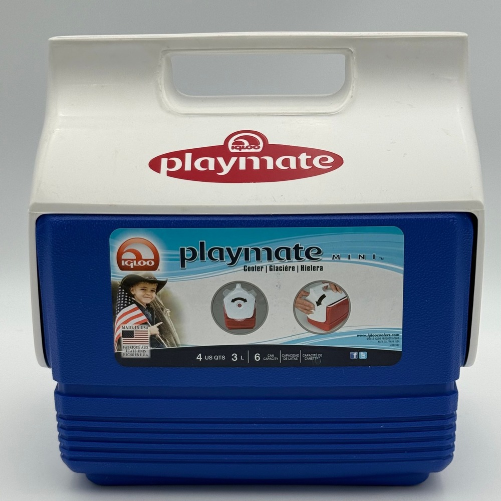 Igloo Playmate Mini 4 Quart 6 Can Personal Cooler Blue White Made in USA